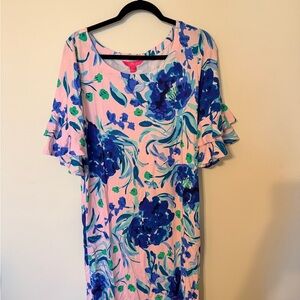 Lilly Pulitzer Pink Dress with Blue Floral Print